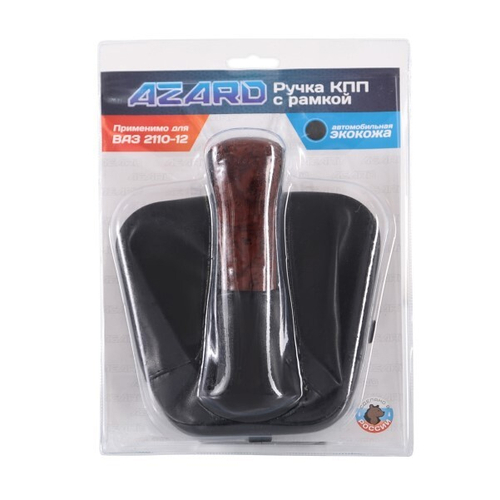 Ручка КПП /2110/ винил с чехлом+рамка, дерево (AZARD)