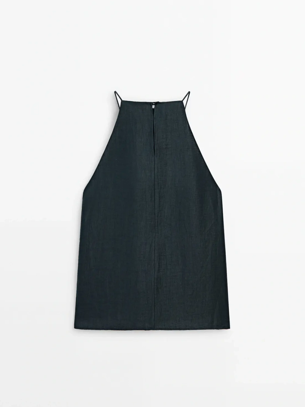 Massimo Dutti Топ из смесового льна с открытой спиной, зеленый