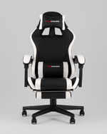 Кресло спортивное TopChairs Prophet с оттоманкой черно-белый
