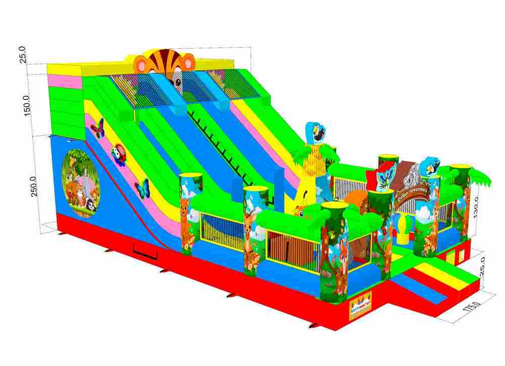 Коммерческий надувной батут «Звериная команда», 9х5х5 м