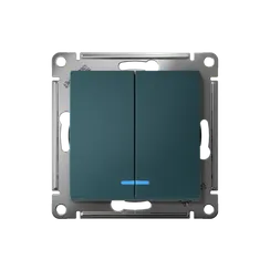 Выключатель 2-кл. СП AtlasDesign 10А IP20 (сх. 5а) 10AX с подсветкой механизм изумруд SE ATN000853
