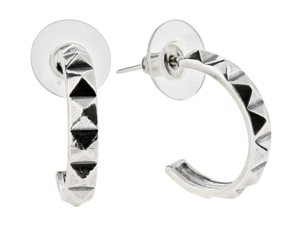 "Ваувер" серьги в серебряном покрытии из коллекции "Рок-н-ролл" от Jenavi с замком пуссеты