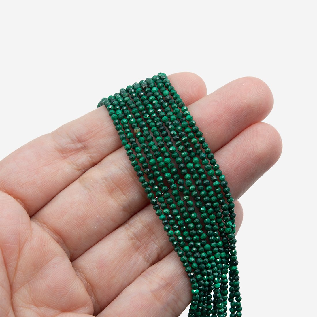 Малахит натуральный, бусины в форме шара 2,4мм, микроогранка
