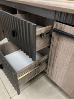 Тумба под ТВ с ножками Ольга-3 дуб делано серый/сильвер Пэлас