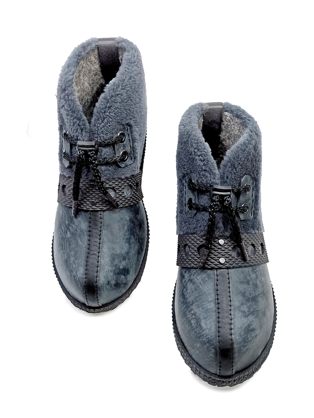 Ботильоны с мехом "Gray-blue"