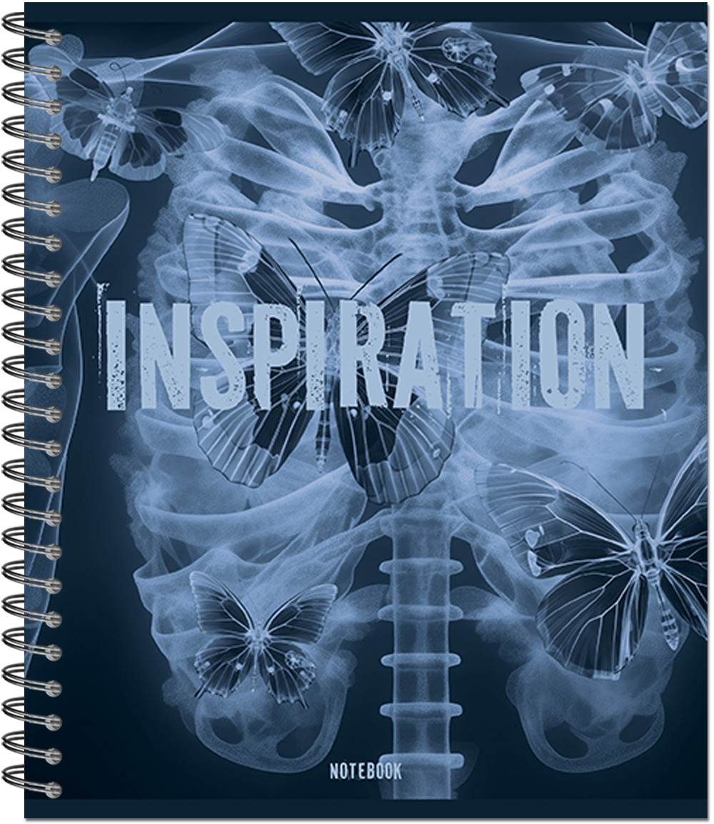 Тетрадь общая 48л, РЕНТГЕН, обложка-мелов.картон+софттач-лак, металлический гребень, клетка