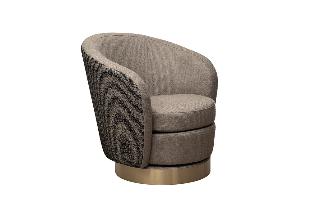 Кресло Garda Decor Наполи (Napoli) вращающееся, рогожка золото, черный Santo300-BEG+Santo302-CHZOL 76*76*76 см