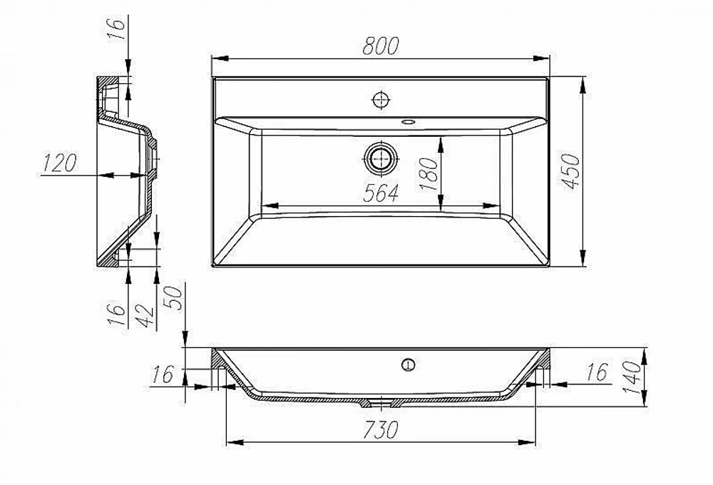 Тумба с раковиной Belbagno MARINO 80 PIA
