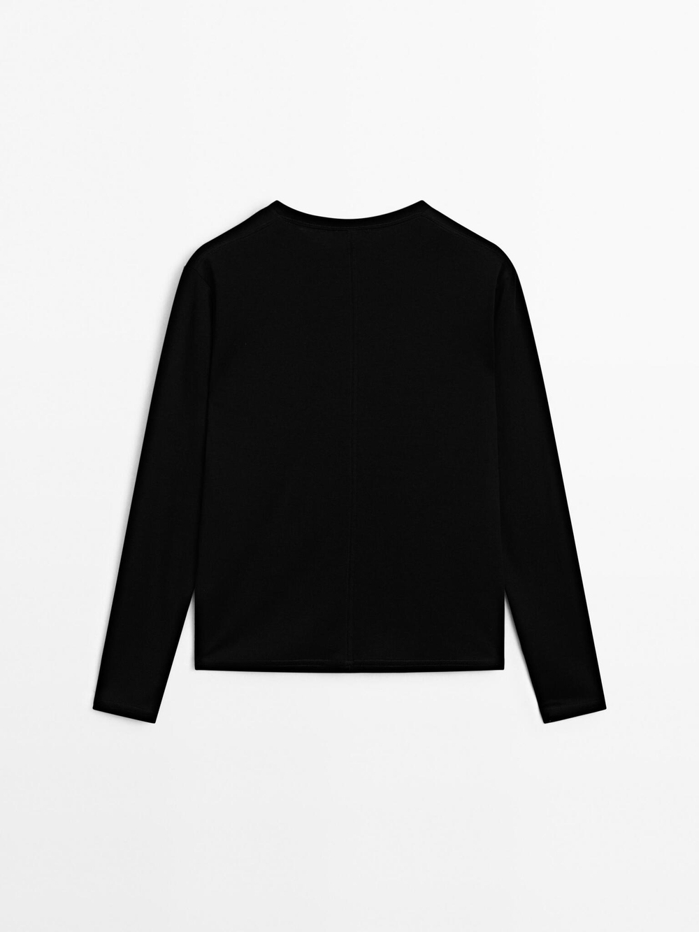 Massimo Dutti Футболка из 100% хлопка с длинным рукавом, черный