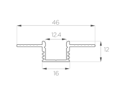 Профиль алюминиевый под шпаклевку LC-LPSH-1246-2 Anod