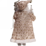 Дед Мороз 45 см в золотой шубе с посохом и ёлкой (без музыки)