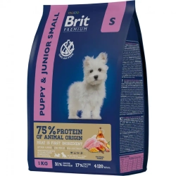 Brit premium dog puppy and junior small сухой корм для щенков и молодых собак мелких пород с курицей - 1 кг
