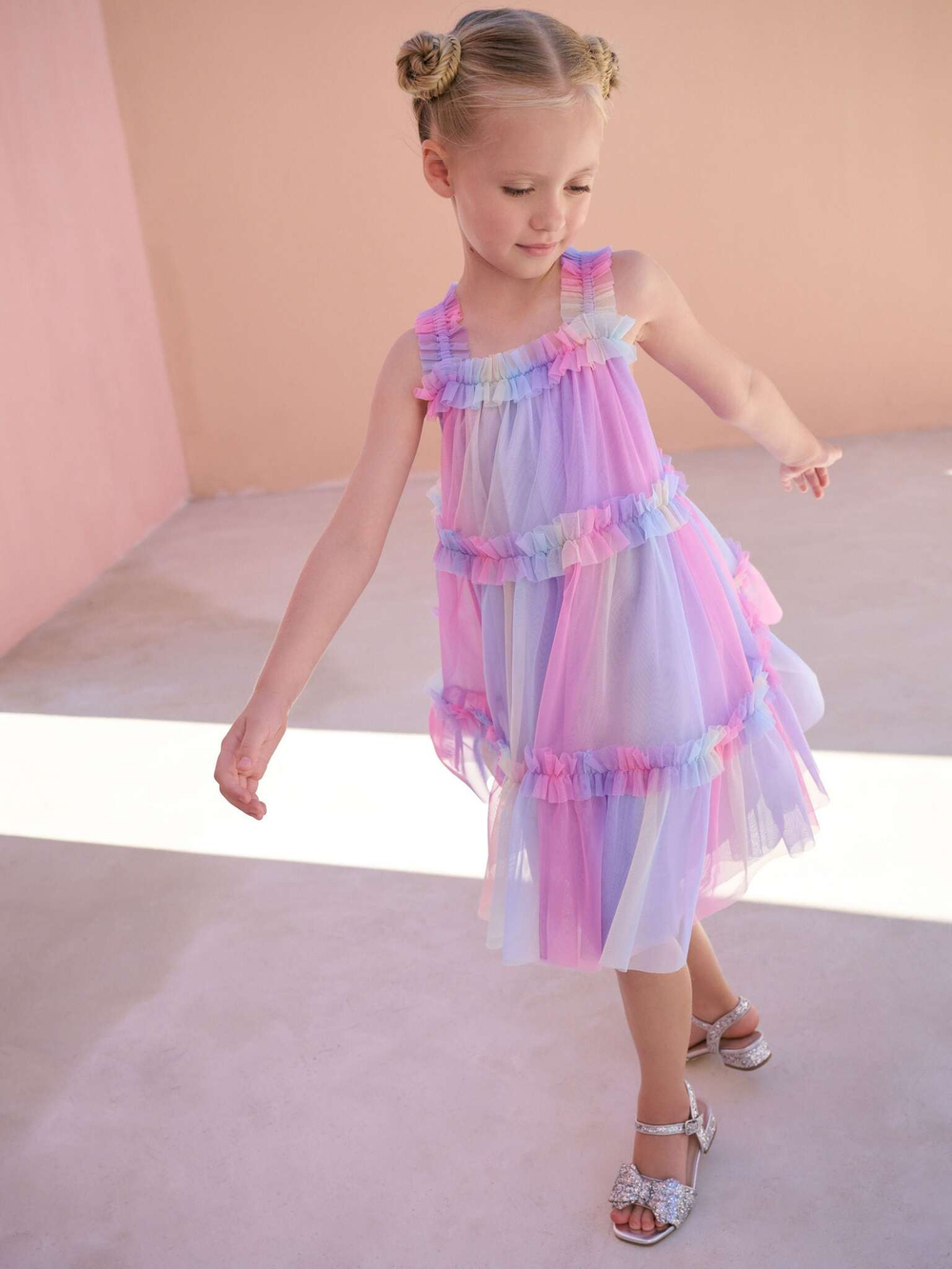 Платье для девочки Next AH9-925, Фиолетовый, Розовый