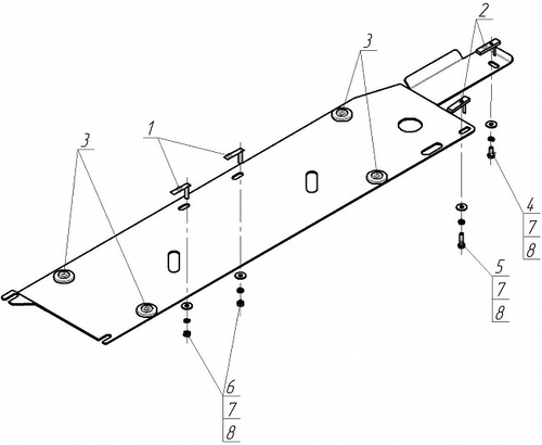 Защита стальная 3 мм топливных трубок для Nissan X-Trail MOTODOR.11408
