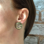 Серьги - Teatrium - пусеты, диам. 2,3 см, цвет бронза