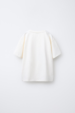 ZARA ФУТБОЛКА С ПРИНТОМ, БЕЛЫЙ