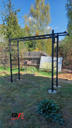 Монтаж уличной шведской стенки Sv Sport Рукоход (4 вертикальных столба)