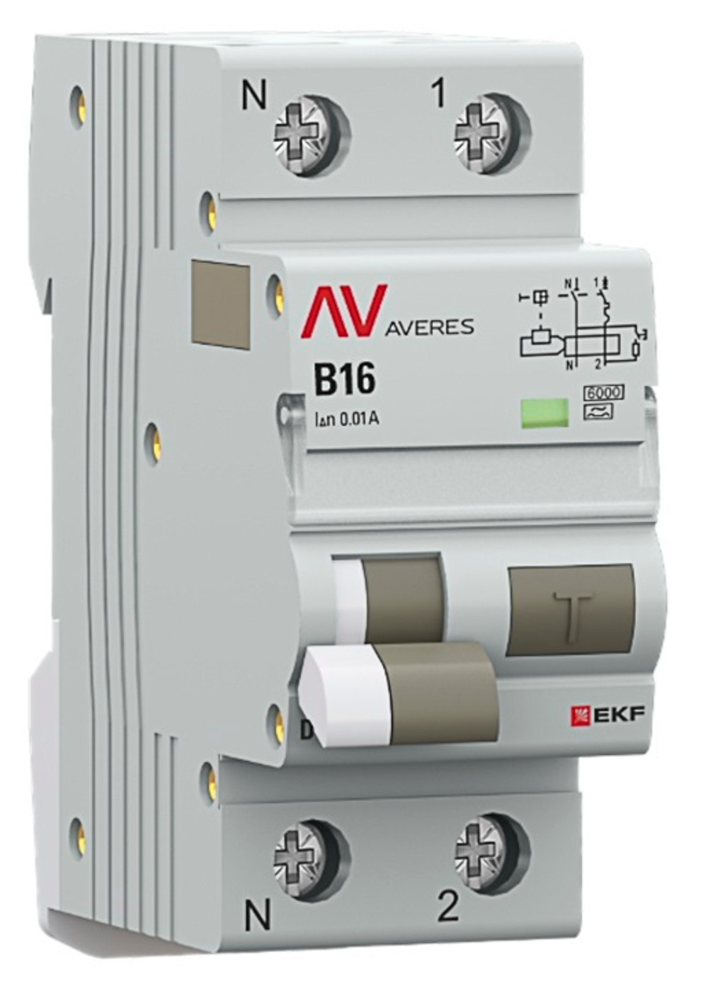 Автомат дифференциальный EKF rcbo6-1pn-16B-10-a-av