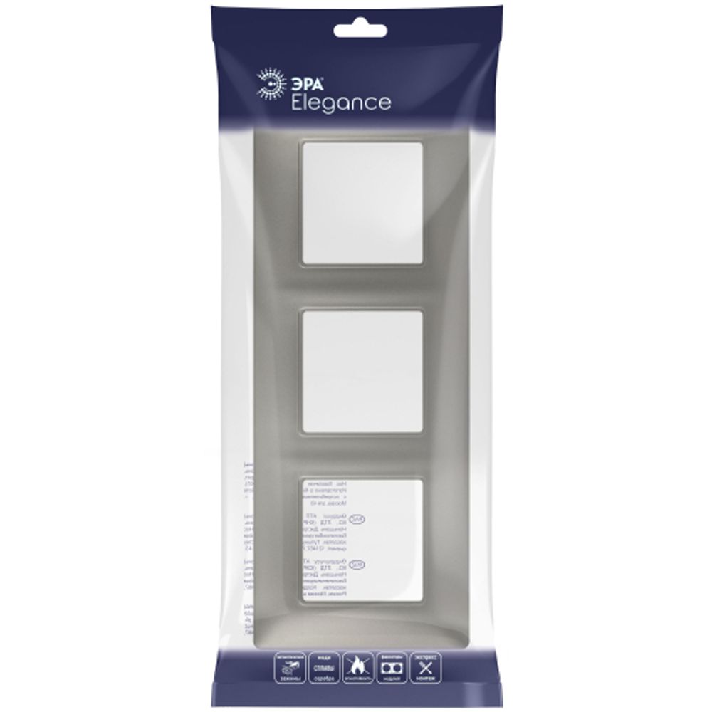 Рамка для розеток и выключателей ЭРА Elegance 14-5003-16 на 3 поста, титан