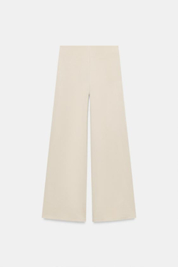 ZARA БРЮКИ ПРЯМОГО КРОЯ ИЗ ТКАНИ ПИКЕ С ПУГОВИЦАМИ, ЭКРЮ