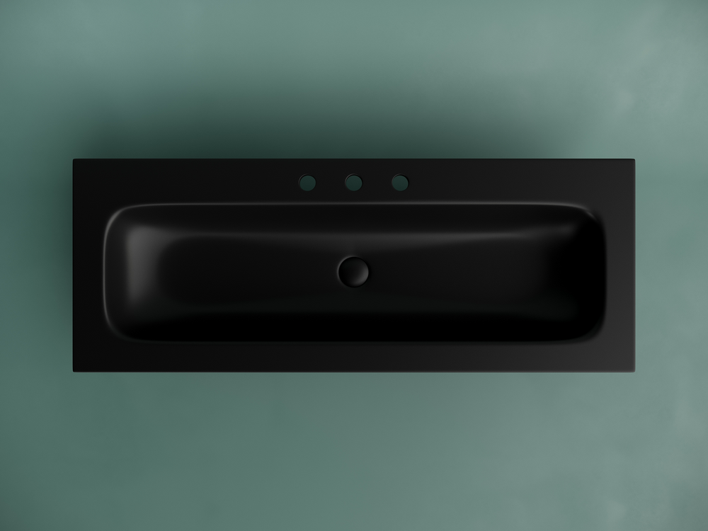 Раковина накладная мебельная CERAMICANOVA Grace прямоугольная 1210x457x137 с тремя отверстиями под смеситель цвет черный матовый CN7024MB