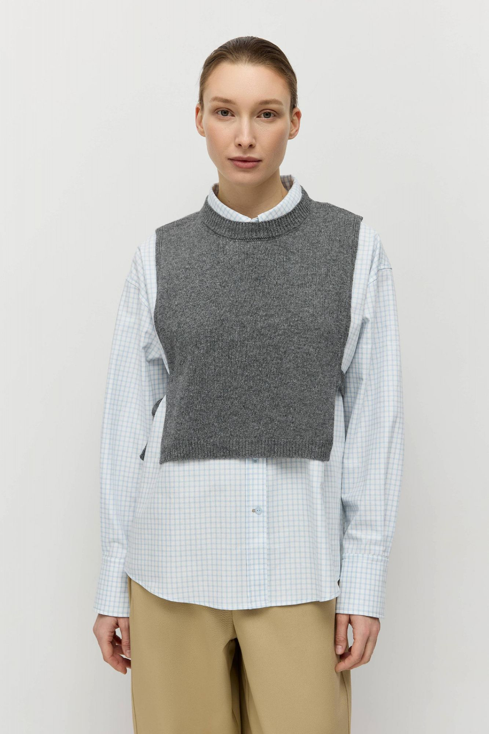 Манишка из смесового кашемира с завязками