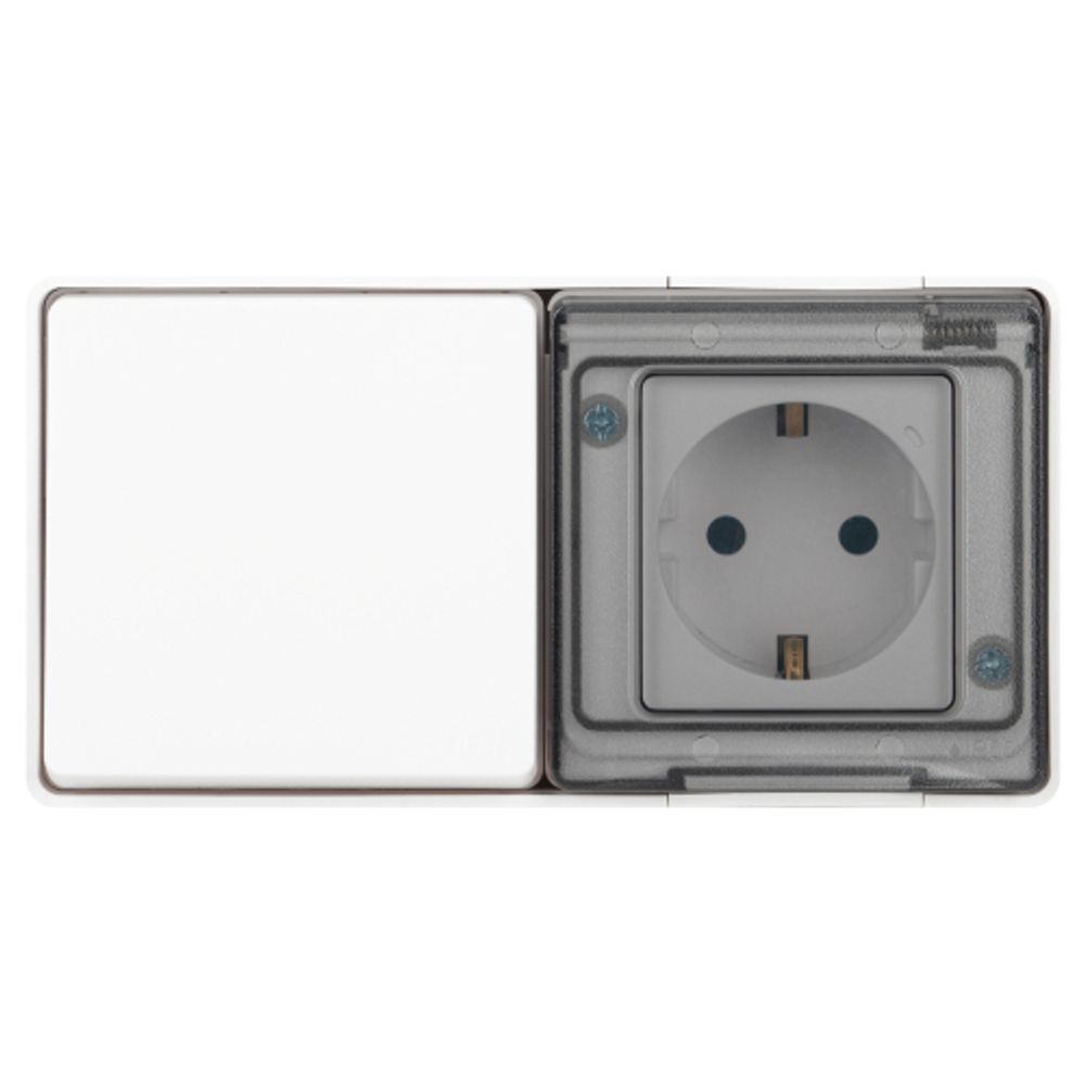 Блок розетка с выключателем ЭРА Эксперт 11-7501-01 IP55 16A-10AX-250В ОУ белый