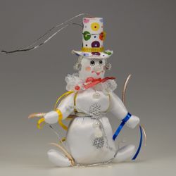 Ёлочная игрушка Снеговик в цилиндре