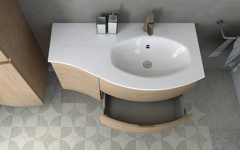 Мебель для ванной чаша справа Cezares VAGUE 104 Rovere tabacco 54834+54836