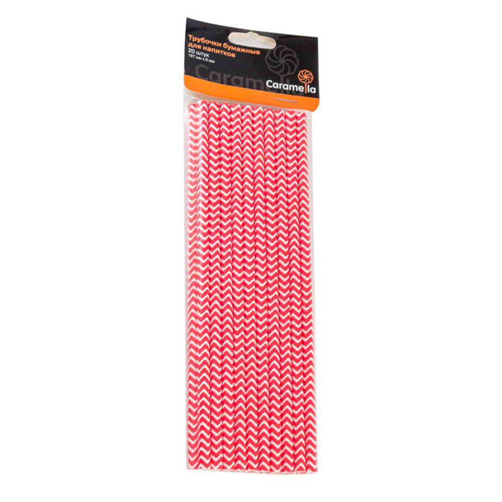 Трубочки для коктейля "Зигзаг белая/красная" (20 шт/уп.)