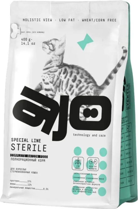 AJO 400г. Cat Sterile корм для Активных Стерилизованных кошек