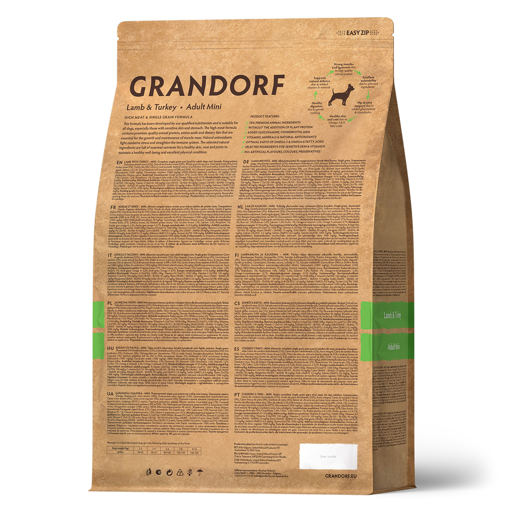 Сухой корм GRANDORF для собак мелких пород Ягненок с индейкой