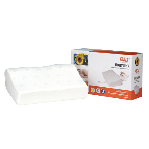 Подушка ортопедическая с эффектом памяти Fosta F 8024 (50×30 см, высота валиков 10/15 см, выемка под плечо)
