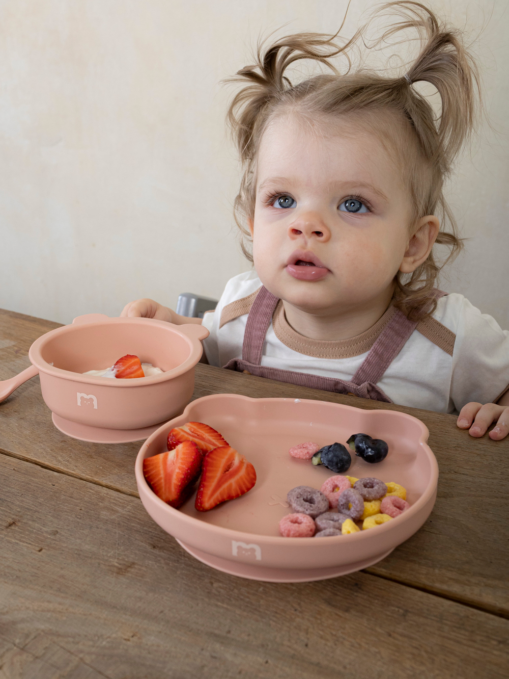 Набор посуды для детей - миска и ложка Мишка, Cotton candy