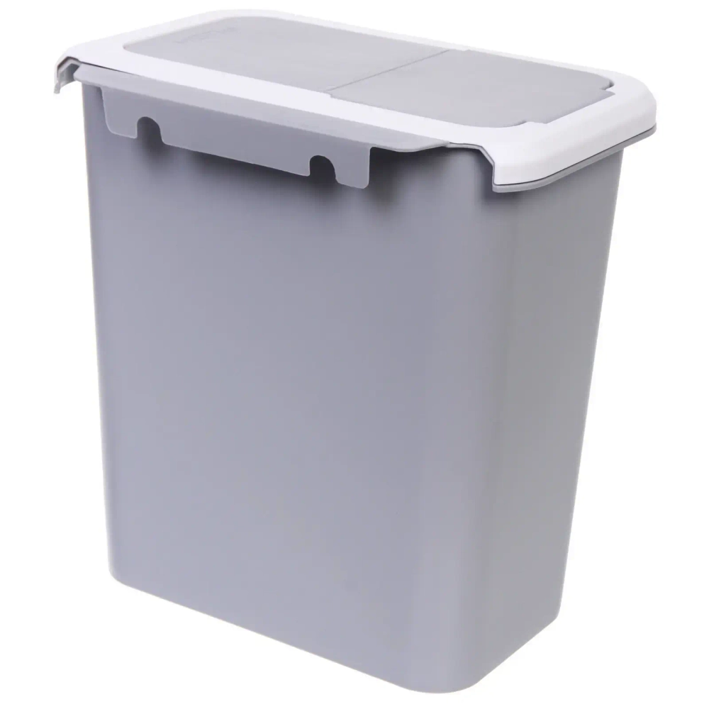 Корзина для мусора подвесная 27х19х28 серая с крышкой