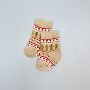 Носочки хлопковые Новогодние, Светло-бежевые