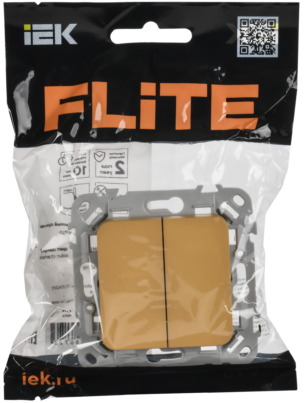 FLITE Выключатель 2-клавишный 10А ВС12-1-0-ФлШм шамуа IEK