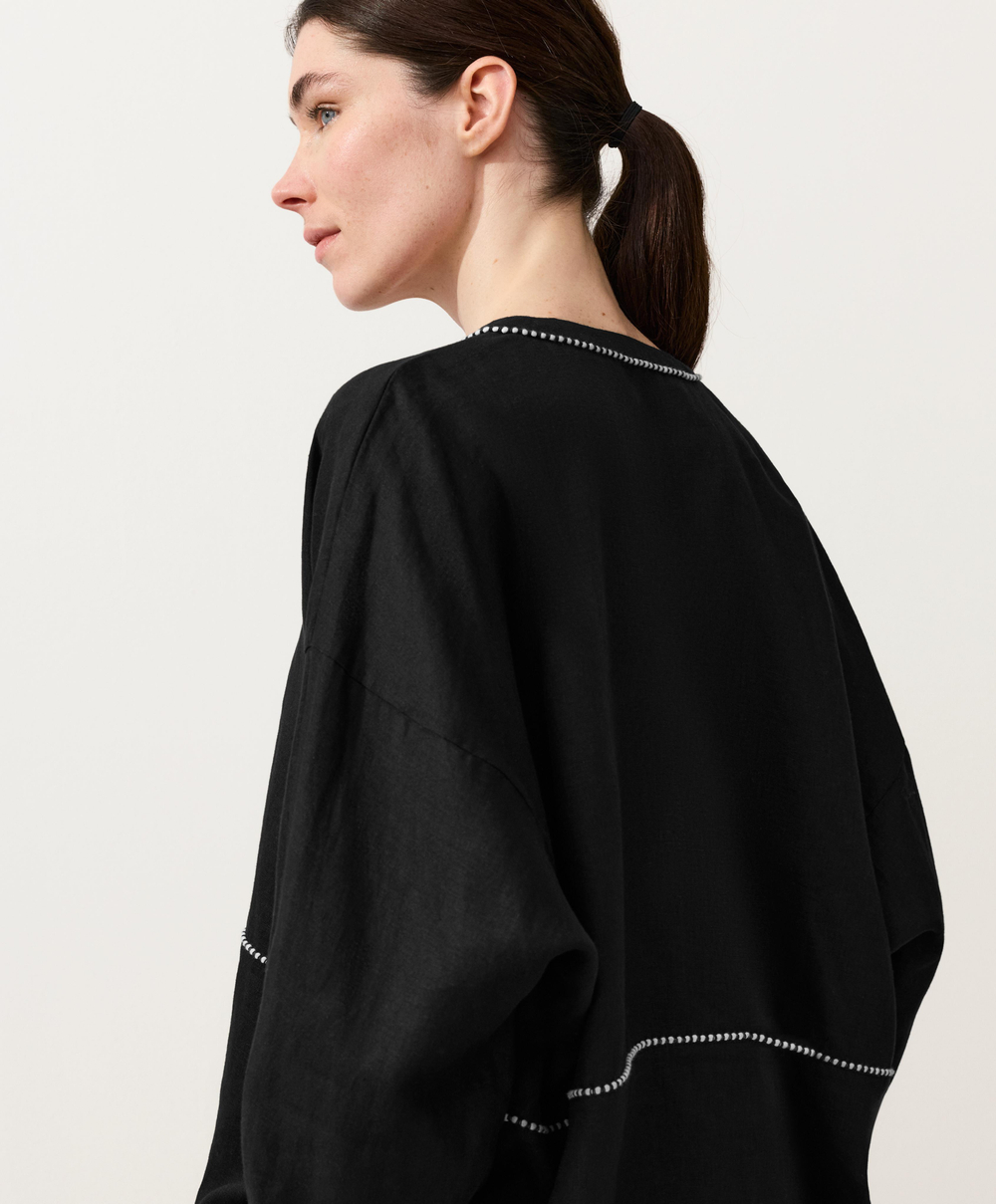 Oysho Рубашка из 100% льна, черный