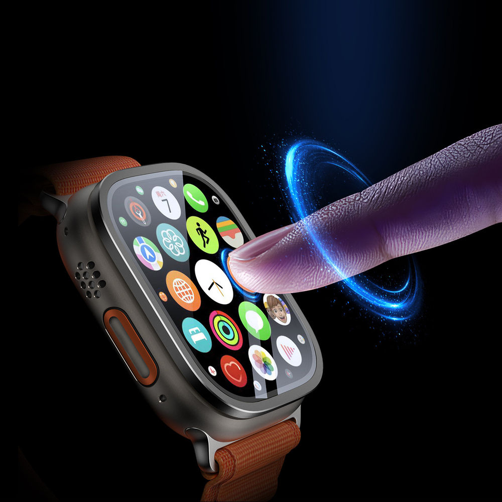 Защитное закаленное стекло с черными рамками от Dux Ducis для смарт часов Apple Watch Ultra 49mm, серия Flas Screen Protector