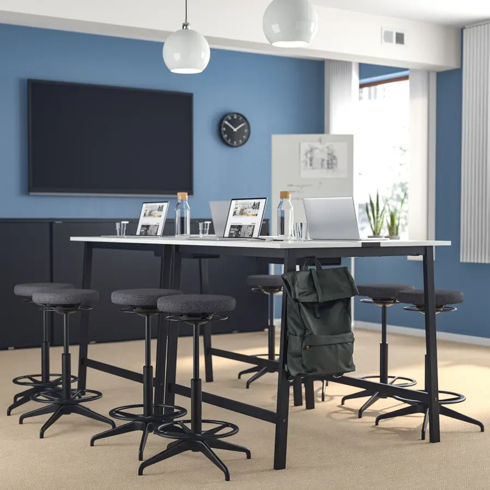 Стол для переговоров - MITTZON IKEA /ИКЕА МИТТЗОН , 108х140х105 см, белый/черный