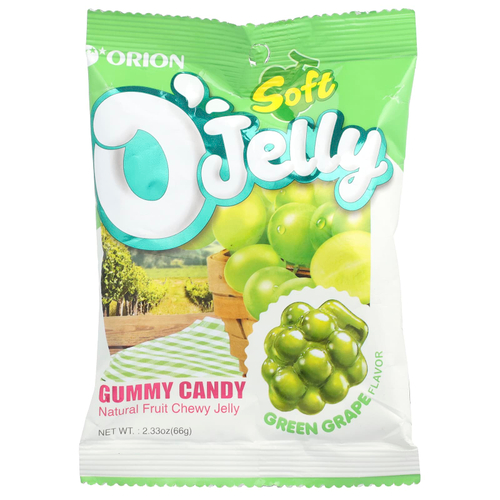 Orion, Soft O'Jelly Gummy Candy, зеленый виноград, 66 г (2,33 унции)