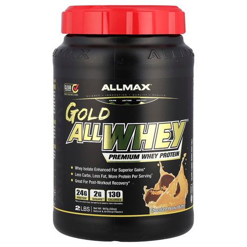 ALLMAX, GOLD ALLWHEY®, сывороточный протеин премиального качества, шоколадно-арахисовая паста, 907 г (2 фунта)