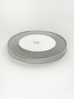 Лента парча 6 мм (25 ярд)  цвет серебро