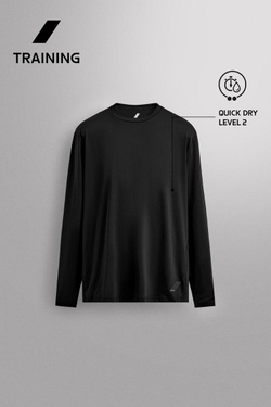 ZARA БАЗОВАЯ ФУТБОЛКА С ДЛИННЫМИ РУКАВАМИ, ЧЕРНЫЙ