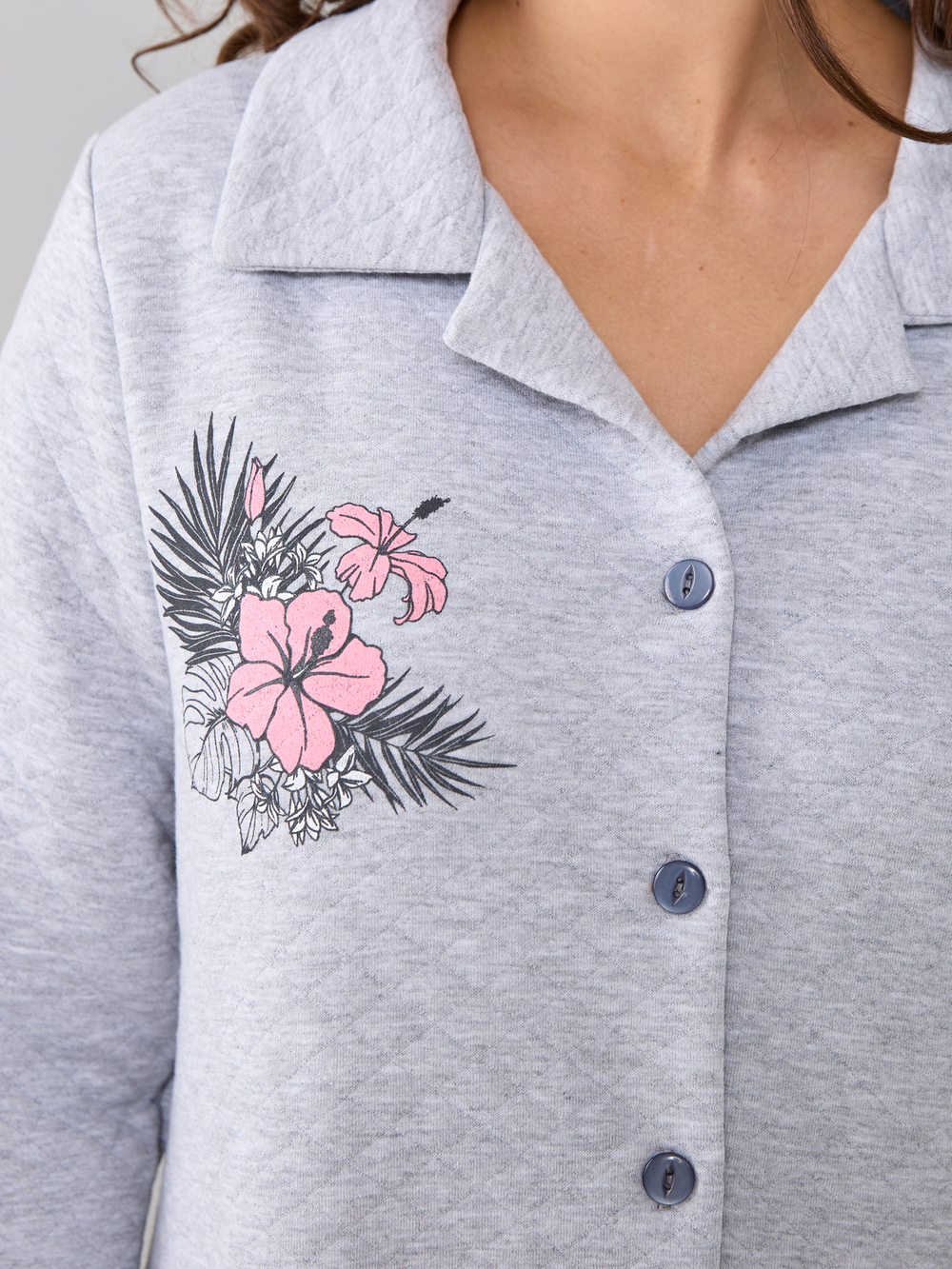 Халат Х-252/серый-гибискус