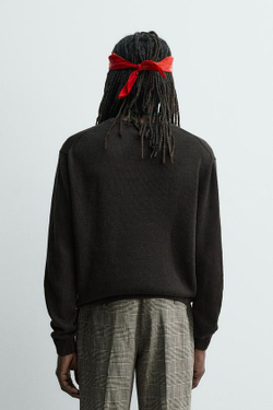 ZARA Х AARON LEVINE СВИТЕР ИЗ 100% ЛЬНА, ШОКОЛАДНЫЙ