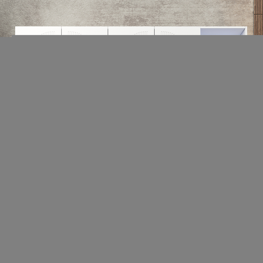 Шкаф Агератум МДФ четырехсекционный с стеллажом в белой эмали - Белый Фасадный 0101  230*60*240