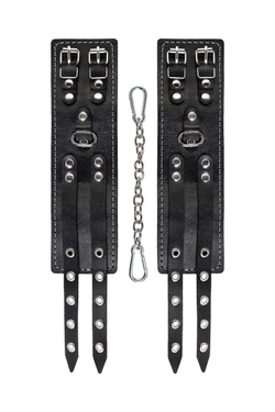 Черные оковы с двумя ремнями и красной подкладкой