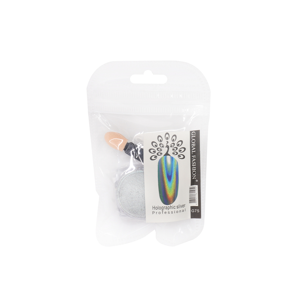 Втирка для ногтей Holographic Silver, Global Fashion, G75