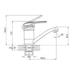 Смеситель для умывальника,плоский излив, гайка PЕD4-В180 ZEGOR